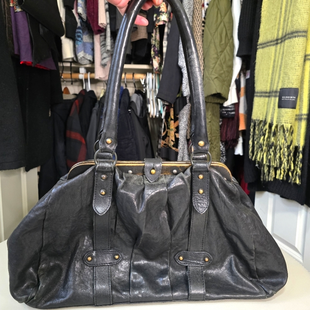 Vintage All Saints Spitalfields Jack Place Large Frame Genuine Leather Bag